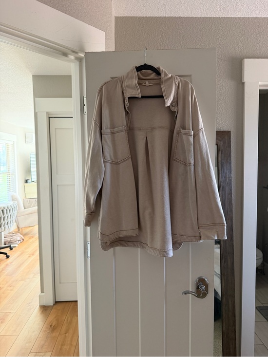 Maurices Tops - Maurices Beige Button-Down Shirt Jacket